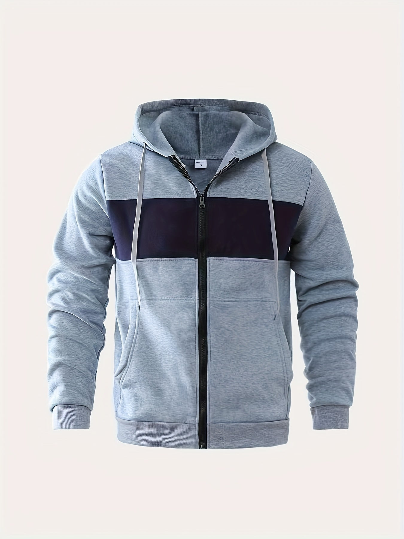 Zweifarbig abgesetzter Kapuzenpullover mit Reißverschluss für Herren