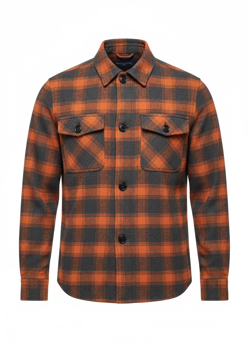 Herren Hemdjacke mit Karomuster und Knopfleiste